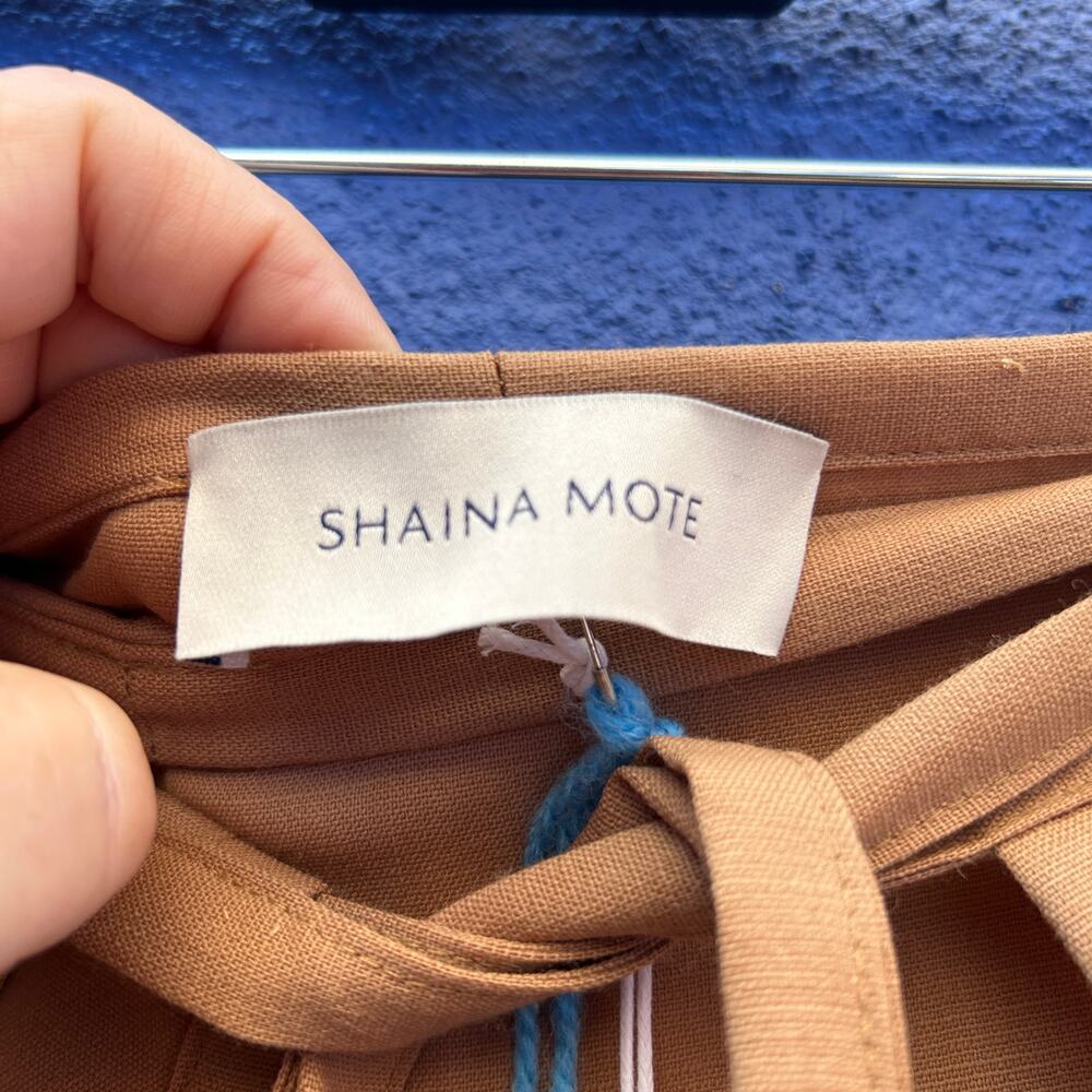 shaina mote tan wide leg wool blend tie pant - nwt - Picture 6 of 7
